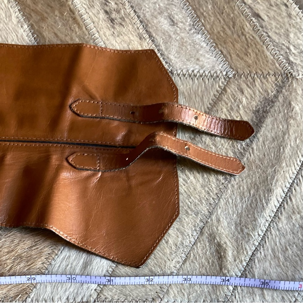 Vintage 90s YSL Brown Leather Corset Belt Large - Picture 7 of 11